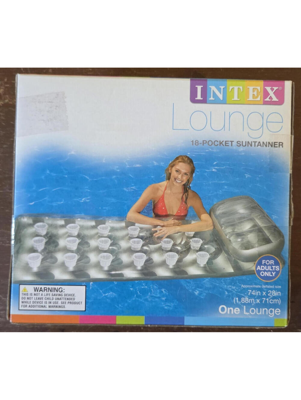 Intex 18 Pocket Adult Size 74”X28” Floating Pool Water Suntanner 2014 {IN BOX}